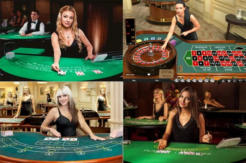 Tampilan dealer di ruang meja langsung untuk pengalaman kasino live
